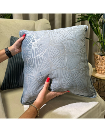 Dekoracyjna poszewka na poduszkę z roślinnym wzorem, kolor srebrnoszary, rozmiar 45x45 cm