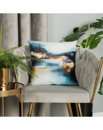 Poszewka dwustronna, welwetowa, z nadrukiem w kolorze petrol, rozmiar 40x40 cm, Azur