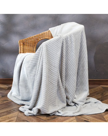 Miękki puszysty koc, wytłaczany w zygzaki, kolor szary, oferowany w dwóch rozmiarach, Lugo
