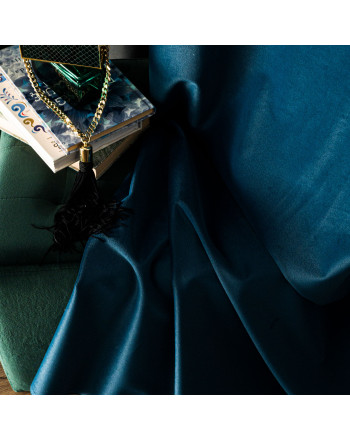 Ekskluzywny welwetowy materiał na zasłony kolor ciemny niebieski wysokość 320 cm - sprzedawany na metry