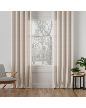 Nowoczesna zasłona do salonu na taśmie wave Milas, kolor szarobeżowy - szyta na wymiar