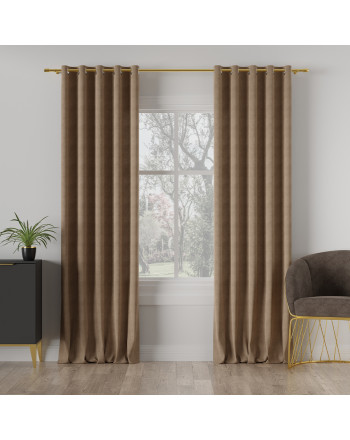 Nowoczesna zasłona na przelotkach Milas, kolor ciemny kawowy - szyta na wymiar