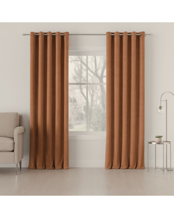 Nowoczesna zasłona welurowa Milas na przelotkach kolor ciepły brąz - szyta na wymiar