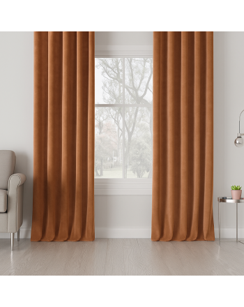 Nowoczesna zasłona na tunelu welurowa Milas kolor ciepły brąz - szyta na wymiar