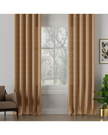 Nowoczesna zasłona welurowa na taśmie Milas kolor beżowy - szyta na wymiar