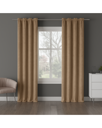 Nowoczesna zasłona welurowa Milas na tunelu kolor ciemny ciepły brązowy - szyta na wymiar
