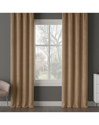 Nowoczesna zasłona welurowa Milas na taśmie kolor ciemny ciepły beżowy - szyta na wymiar