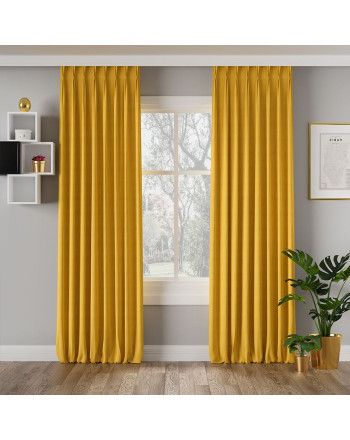Nowoczesna zasłona welurowa Milas na fleksach kolor szafranowy - szyta na wymiar