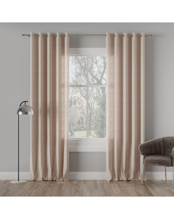 Nowoczesna welurowa zasłona na przelotkach, kolor chłodny jasny beżowy, Milas - szyta na wymiar