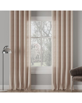 Zasłona do salonu welurowa na taśmie kolor chłodny jasny beżowy Milas - szyta na wymiar