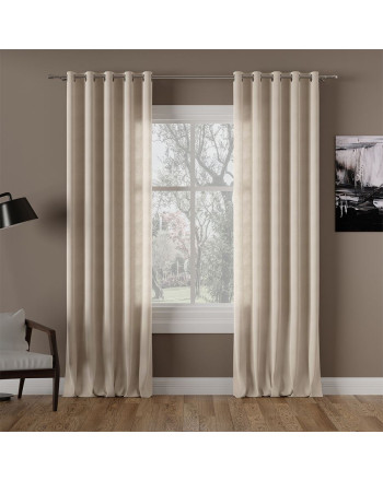 Nowoczesna zasłona do salonu na przelotkach, Milas, kolor ciepły krem - szyta na wymiar