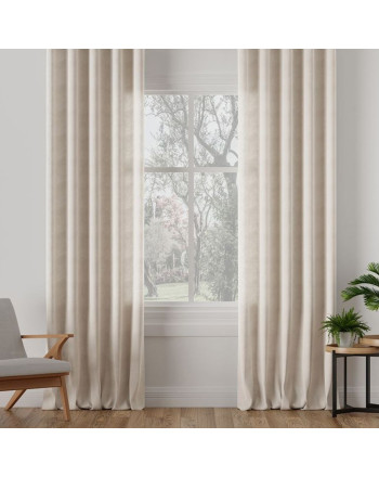 Zasłona do sypialni welurowa na taśmie wave kolor chłodny kremowy Milas - szyta na wymiar