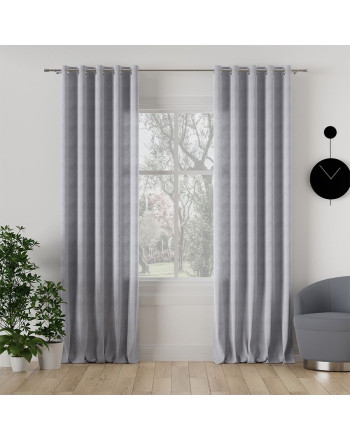 Zasłona do salonu welurowa na przelotkach Milas kolor pastelowy szary - szyta na wymiar