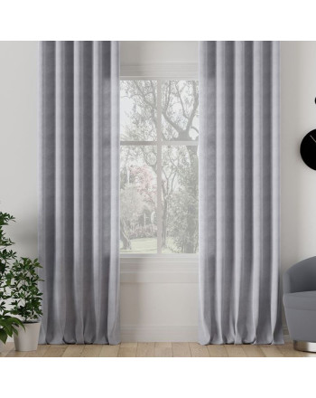 Zasłona do salonu welurowa na taśmie Milas kolor pastelowy szary - szyta na wymiar