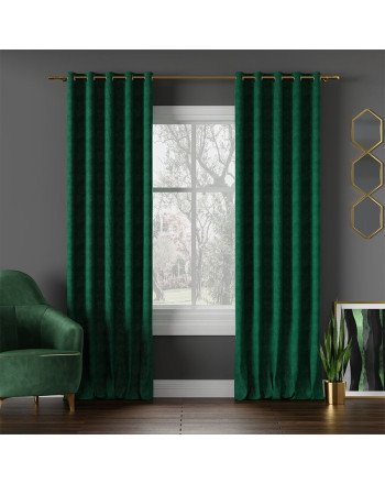 Nowoczesna welurowa zasłona na przelotkach, kolor szmaragdowy, Milas - szyta na wymiar
