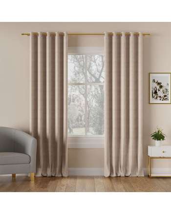 Nowoczesna zasłona welurowa Milas na przelotkach kolor cappuccino - szyta na wymiar