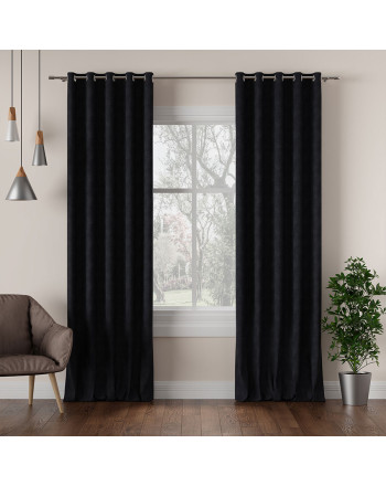 Nowoczesna zasłon welurowa Milas na przelotkach kolor czarny - szyta na wymiar