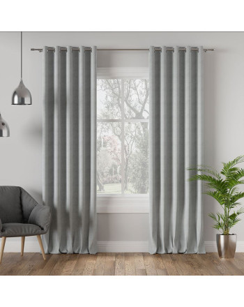 Nowoczesna zasłona do salonu welurowa na przelotkach Milas kolor chłodny szary - szyta na wymiar