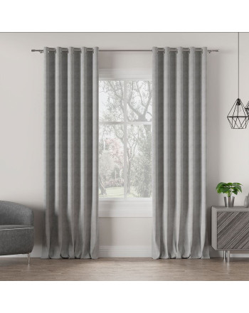 Nowoczesna welurowa zasłona na przelotkach, kolor beżowo-szary, Milas - szyta na wymiar