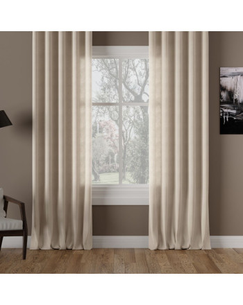 Nowoczesna zasłona do sypialni welurowa na tunelu Milas kolor jasny ciepły beżowy - szyta na wymiar