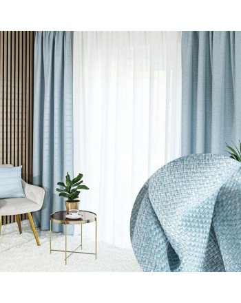  Zasłona do salonu na taśmie ze strukturalnej tkaniny, kolor niebieski, Molly- szyta na wymiar
