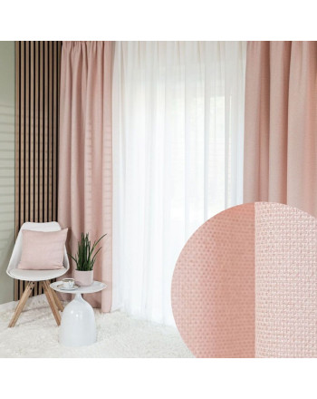 Zasłona do salonu na taśmie ze strukturalnej tkaniny, kolor pudrowy róż, Molly- szyta na wymiar