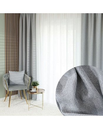 Zasłona do salonu na taśmie ze strukturalnej tkaniny, kolor jasny szary, Molly- szyta na wymiar
