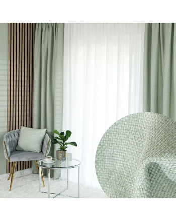 Zasłona do salonu na taśmie ze strukturalnej tkaniny, kolor szałwiowy, Molly- szyta na wymiar