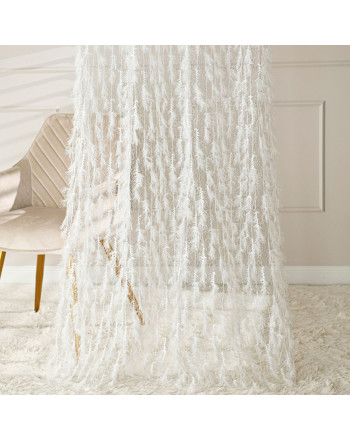 Firana do salonu na przelotkach bez prasowania piórka 140x250 cm kolor biały FETTERA + woreczek do prania GRATIS