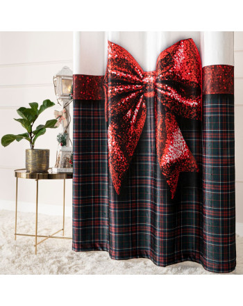 Gotowa zasłona welwetowa z nadrukiem 3D Brokatowa Kokarda, 140x250 cm - WERSJA LIMITOWANA 