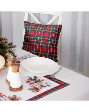 Poszewka welwetowa w świąteczną czerwono-zieloną kratkę, Szkoti