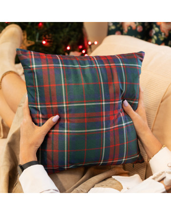 Poszewka świąteczna krata szkocka velvet 40x40cm kolor 002 zielony