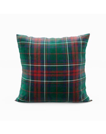 Poszewka welwetowa w świąteczną zielono-czerwoną kratkę, Szkoti -  rozmiar 40x40 cm