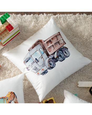 Poszewka welwetowa Pojazdy, rozmiar 40x40cm, poszewka do pokoju chłopca, ciężarówka