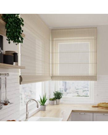 Beżowa roleta rzymska o strukturze lnu, szerokość do 180 cm - szyta na wymiar