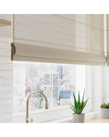 Beżowa roleta rzymska o strukturze lnu, wysokość do 160 cm - szyta na wymiar