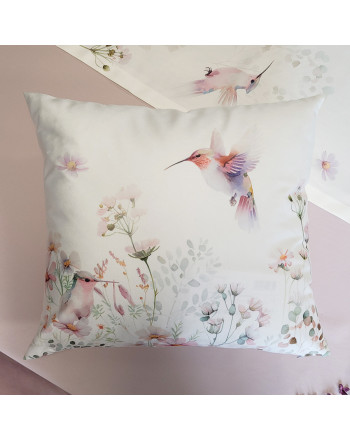 Poszewka welwetowa na poduszkę z motywem zwierzęco-roślinnym, rozmiar 40x40 cm, Polina