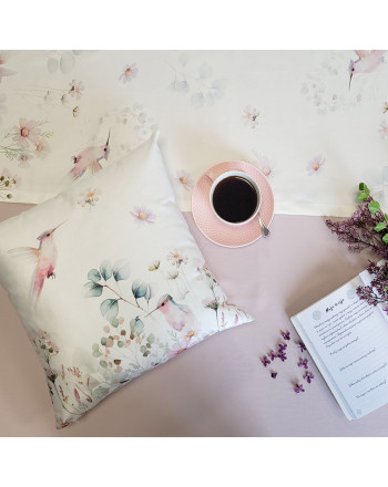 Poszewka welwetowa na poduszkę z motywem zwierzęco-roślinnym, rozmiar 40x40 cm, Polina