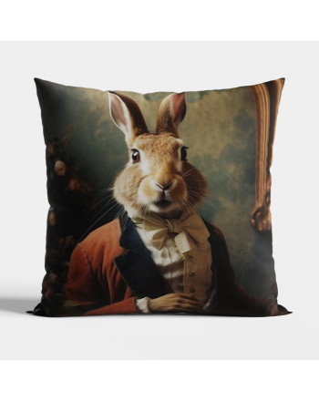Dekoracyjna poszewka welwetowa Królik w rozmiarze 40x40 cm, kolor ciemnobrązowy