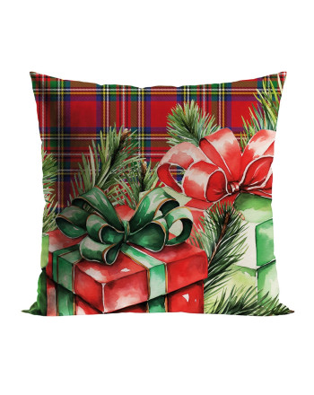Welwetowa poszewka dekoracyjna ze świątecznym nadrukiem, rozmiar 40x40 cm, Prezenty