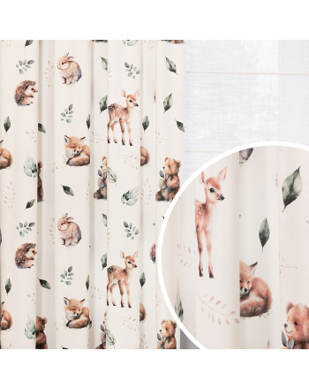 Zasłona welwetowa na taśmie do pokoju dziecka leśne zwierzęta - szyta na wymiar