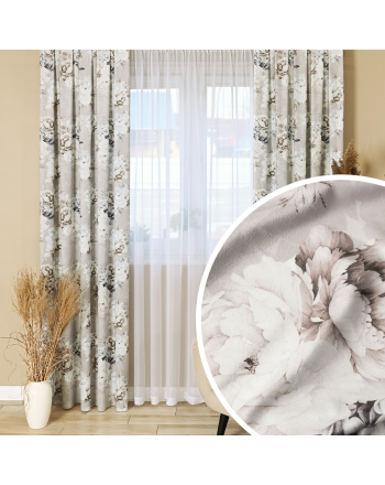 Zasłona velvetowa na taśmie w piwonie, kolor beżowy