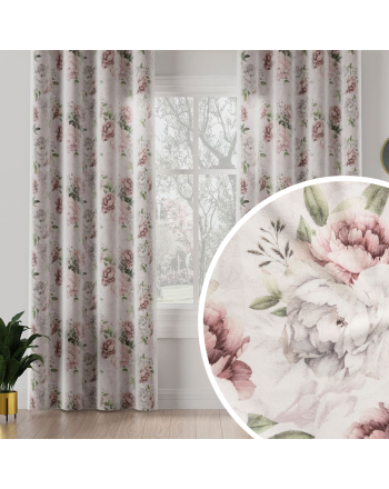 Zasłona welwetowa na taśmie w piwonie, kolor jasny różowy