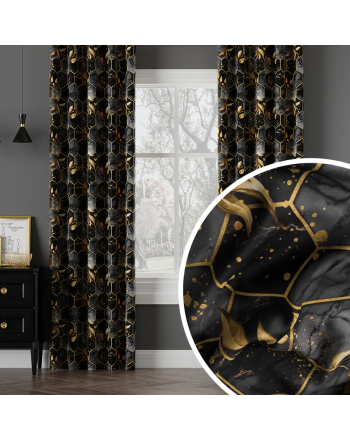 Zasłona typu blackout na taśmie geometryczny wzór Maxim, kolor czarny - szyta na wymiar