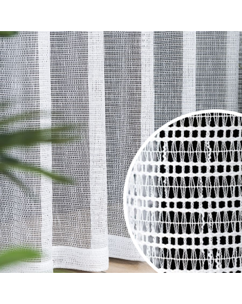 Firana siatka buklowana, gotowa uszyta na taśmie marszczącej, dostępna w rozmiarze 140x250 cm i 300x250 cm