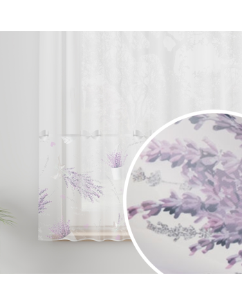 Firanka woalowa z ołowianką, drukowana , wysokość 160 cm, Lawandula - sprzedawana na metry