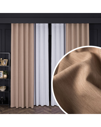PREMIUM ALLURE Zasłona gotowa na taśmie wave Lisa, kolor camelowy, rozmiar 150x270 cm