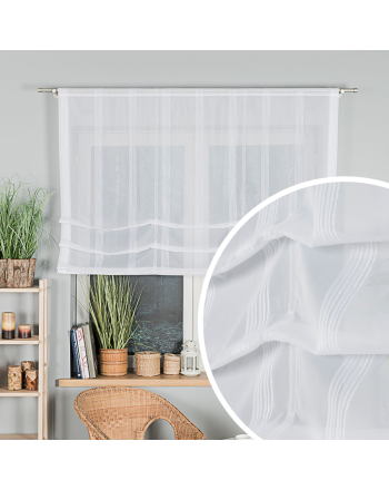 Roleta rzymska gotowa ze wzorem pasowym, kolor biały rozmiar 140x135 cm