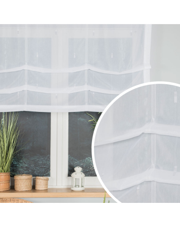 Roleta rzymska gotowa ze wzorem po całości, kolor biały ze srebrnym zdobieniem, rozmiar 160x135 cm