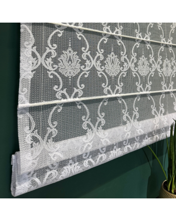 Roleta rzymska na karnisz ze sznurkiem, żakard ze wzorem po całości - szyta na wymiar